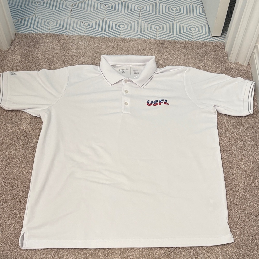 USFL White Polo Golf Shirt